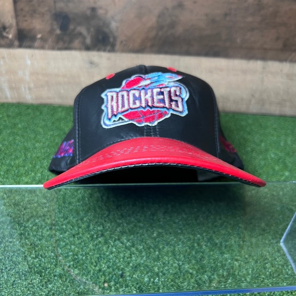 NBA Rockets Hat Leather Snapback Cap Vintage Style‎ - Picture 9 of 12